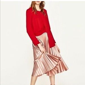 Zara pleated mid skirt - rose gold